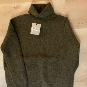 All Saints Mossy Green Turtleneck Alpaca & Merino Wool Blend Sweater NWT